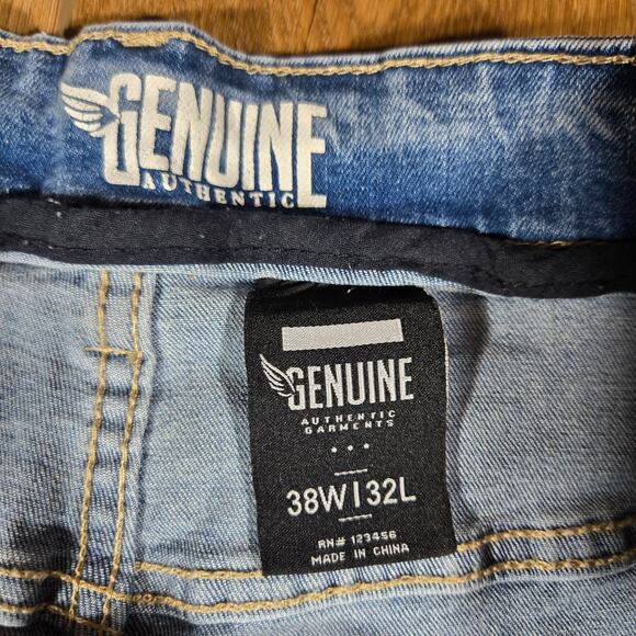 Genuine Authentic Jeans Men’s 38x32 Light Wash Distressed Paint Splatter Denim - Picture 4 of 9